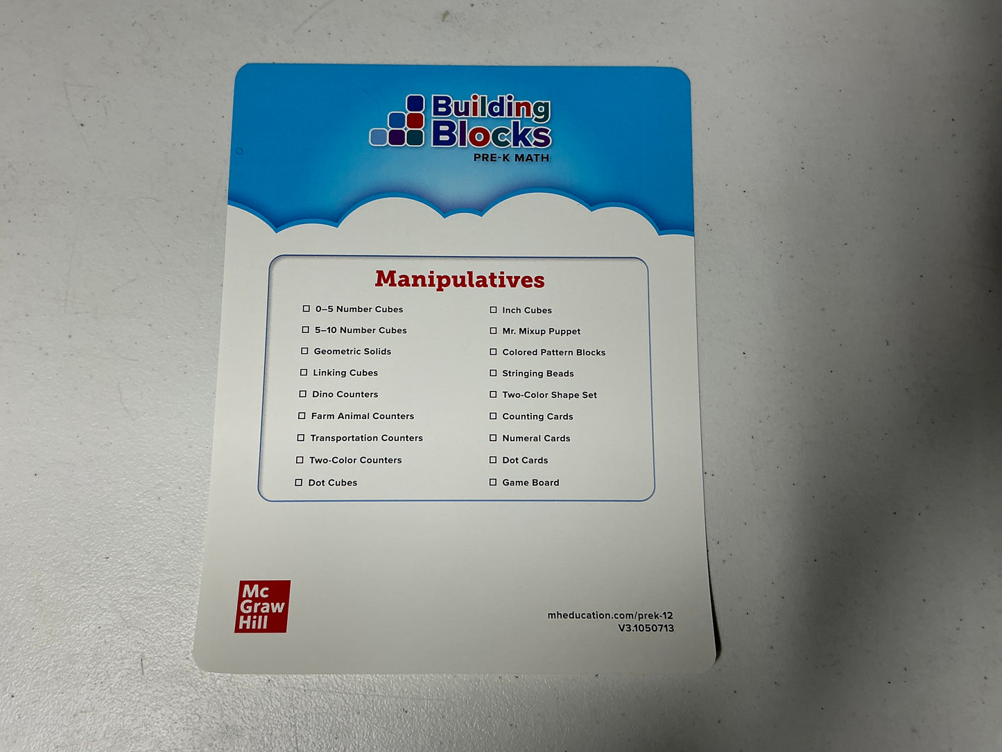 Mcgraw Hill Building Blocks PreK Math, Manipulative Kit , 1st Edition New