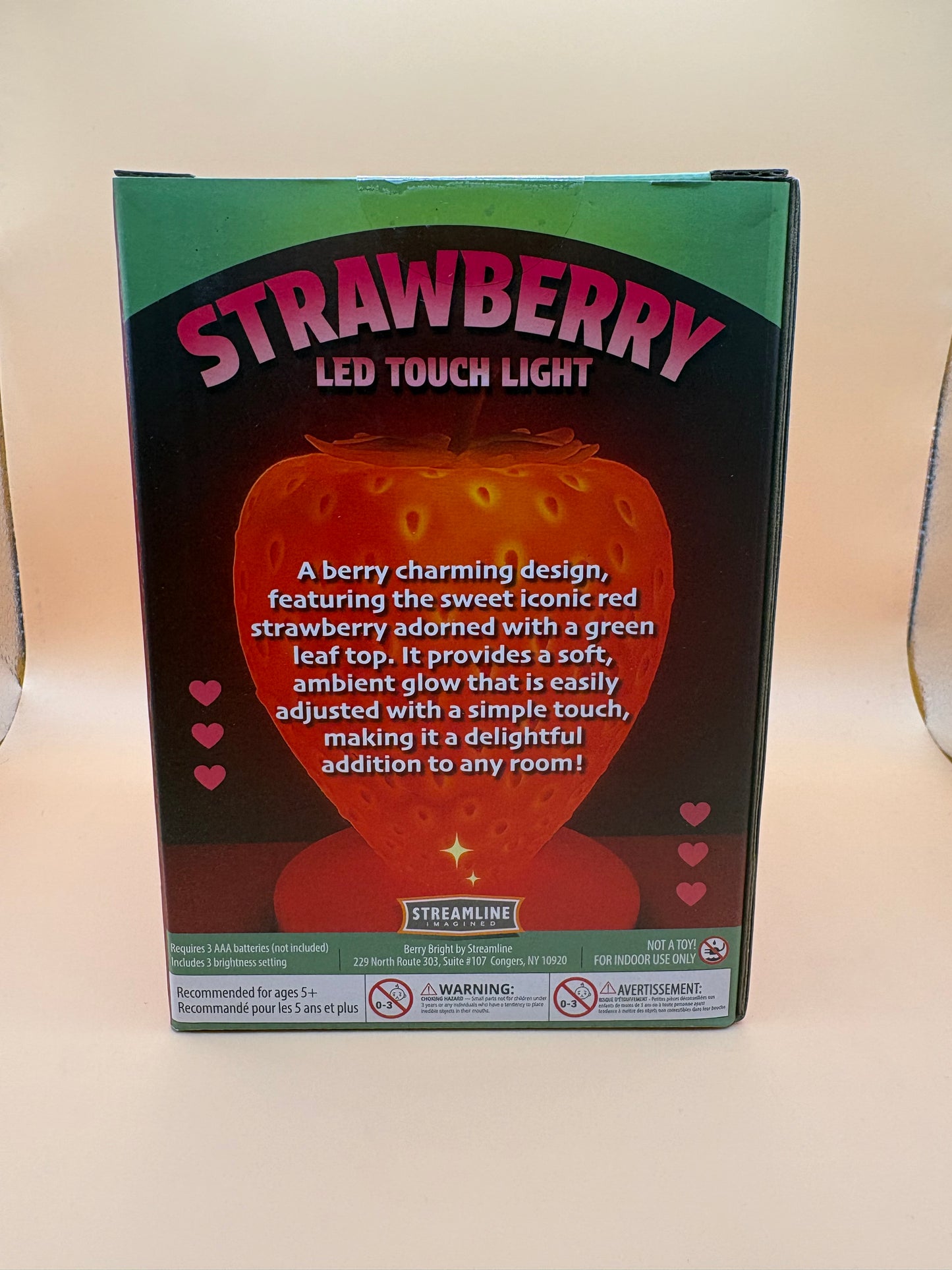 Strawberry LED Table Lamp, 3 Brightness Setting with Touch Control New