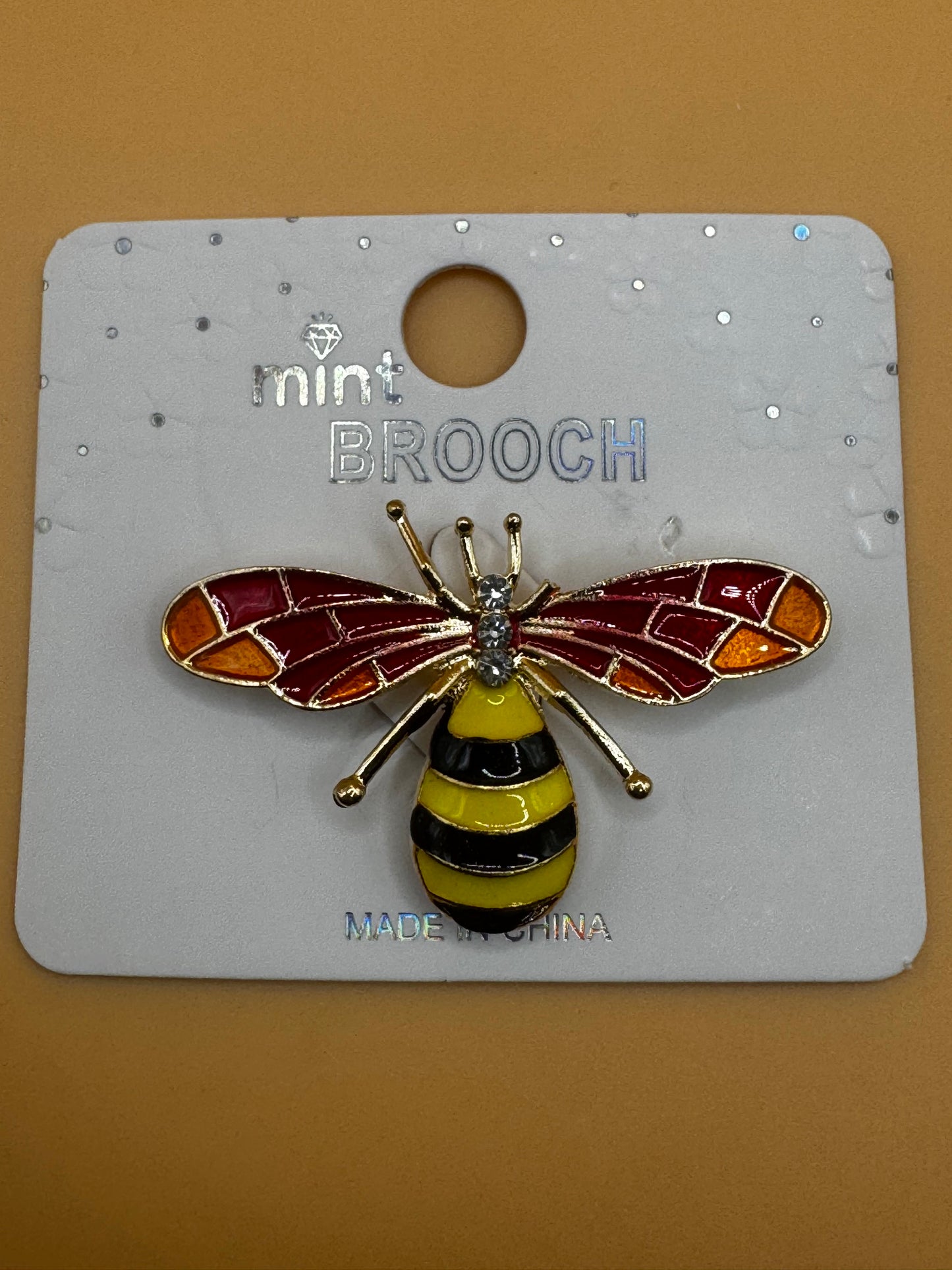 Mint-Brand Brooch Pin Honey Bee With Vibrant Red and Yellow Enamel New
