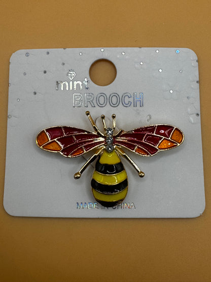 Mint-Brand Brooch Pin Honey Bee With Vibrant Red and Yellow Enamel New