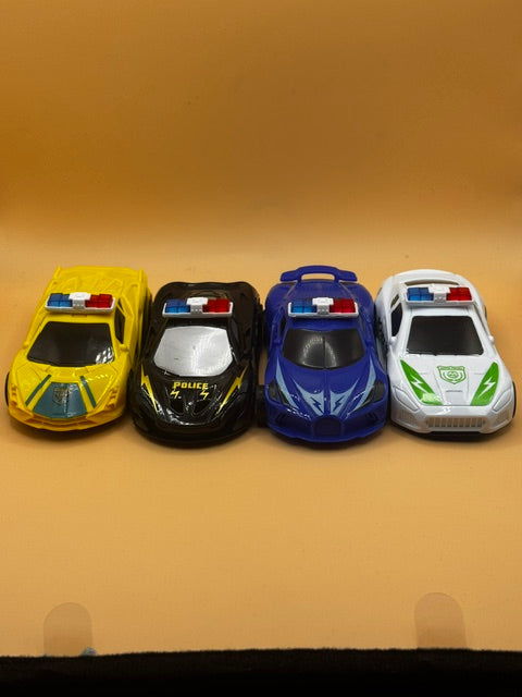 4 Pack Lamborghini-Style Pullback Police Toy Car Bundle New