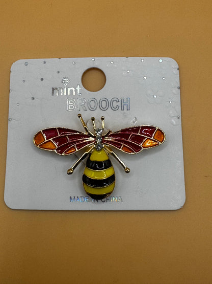 Mint-Brand Brooch Pin Honey Bee With Vibrant Red and Yellow Enamel New