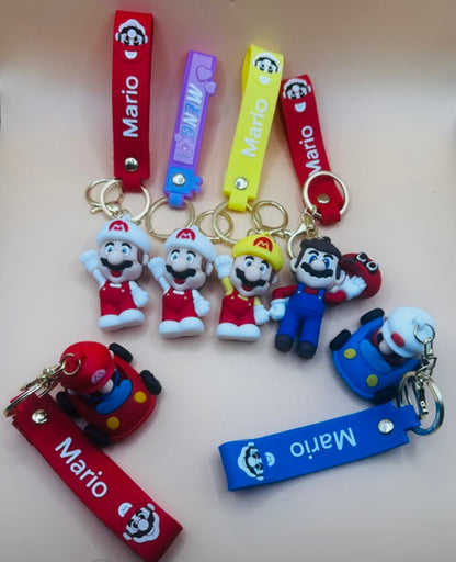Brand New Set of 6 Super Mario 3D Silicone Keychains & Backpack Clips