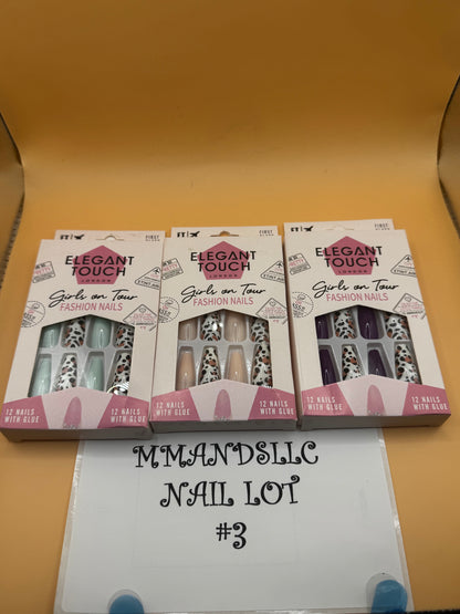 Elegant Touch London 3 Pack Nail Pack Bundle-12 Nails New Choose From Many