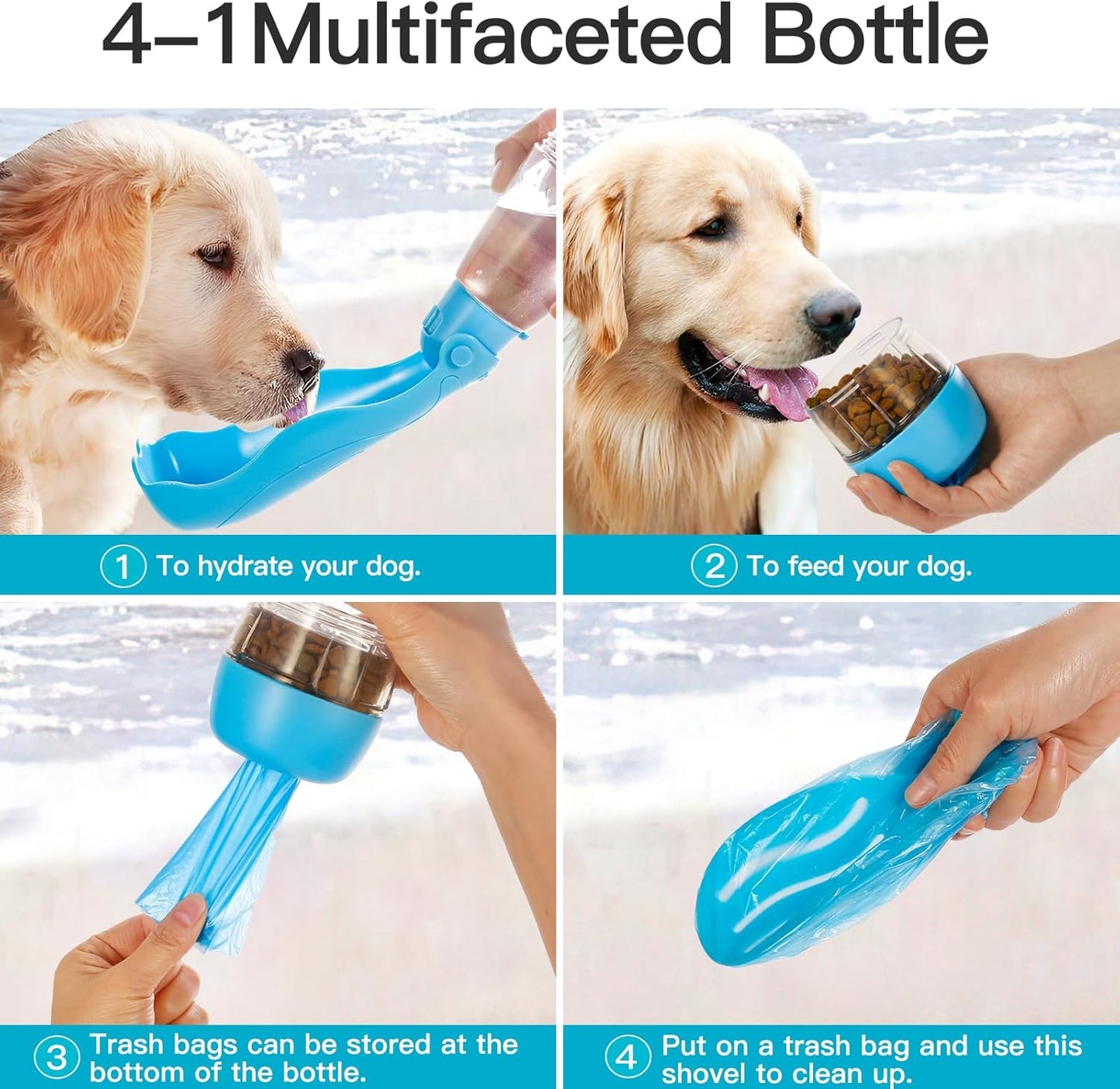 Mewtwo 4 in 1 Collapsible Dog Bowl-Blue- New