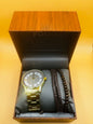 Folio Adult Men's Stainless Steel Gold 44mm 2pc Wristwatch Set New