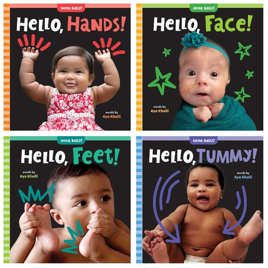 Hello, Body! Book Series-4 Different Body Parts! Toddler Board Book Bundle