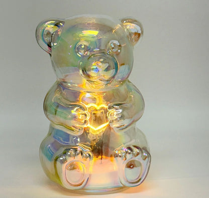 Jelly Bear Glass LED Night Light New 6 In