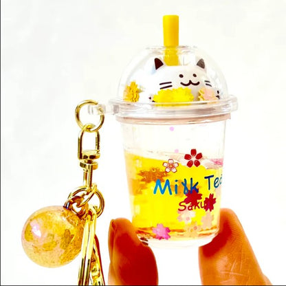 Adorable Kitty Boba Milk Floaty Key Charm – Choose Your Favorite Design