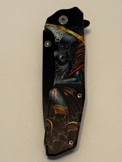 Skull Art Manual Pocket Knives- Brand New In Box Choose Theme