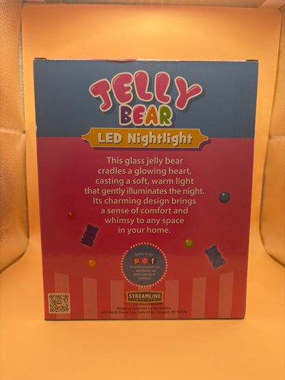 Jelly Bear Glass LED Night Light New 6 In
