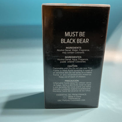Must Be Black Bear Spray Cologne Eau De Toilette For Men - 100ml/3.4 Fl.oz.