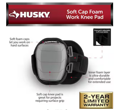 Husky Soft Cap Foam Work Knee Pads (1-pair) New