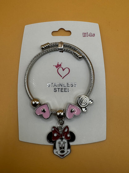 Mickey Mouse Theme Kids Heart Bracelets (Minnie Mouse) - Brand New Choose Color