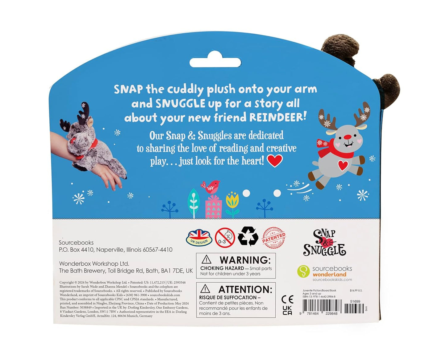 Snap & Snuggle: Artic Christmas Plush Silicone Slap Bracelet and Board Book