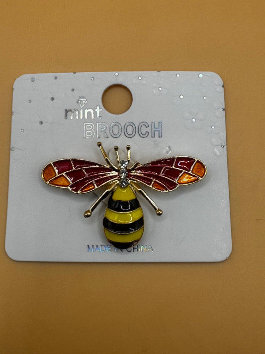 Mint-Brand Brooch Pin Honey Bee With Vibrant Red and Yellow Enamel New