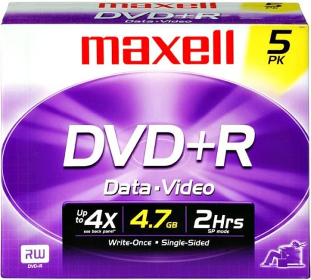 Maxell DVD Recordable Media - DVD+R - 16x - 4.70 GB - 5 Pack New Sealed