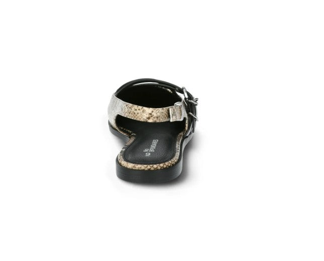 No Boundaries Women's Faux Leather Strappy Moto Flats-Snake