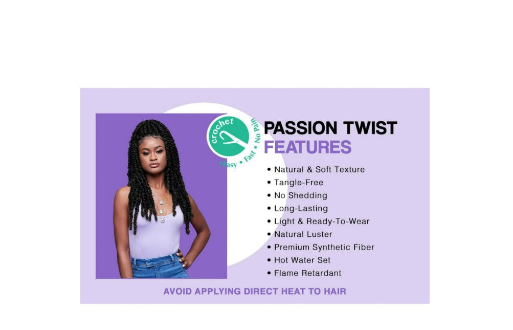 Darling Passion Twist Crochet Hair 2X Pack, 24 inch, #1B, Adult, Women