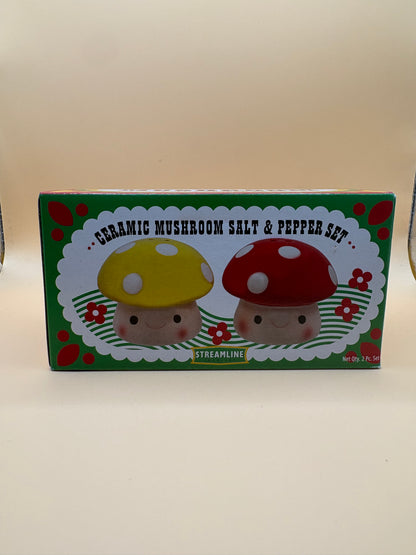 Imagined Mushroom Salt & Pepper Shakers Set Ceramic New