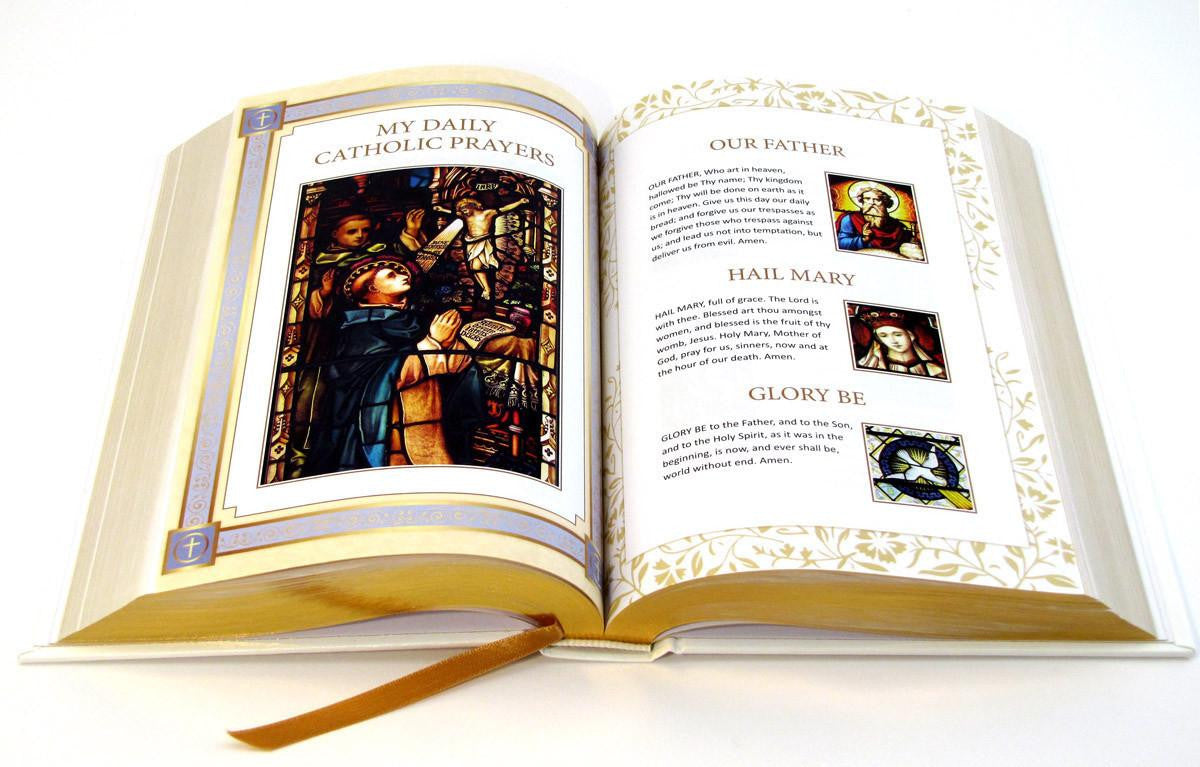 Douay-Rheims First Communion Gift Bible White Gold-Embossed New