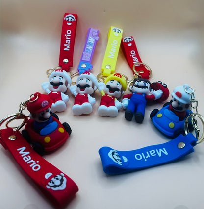 Brand New Set of 6 Super Mario 3D Silicone Keychains & Backpack Clips