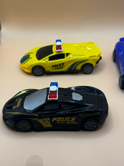 4 Pack Lamborghini-Style Pullback Police Toy Car Bundle New