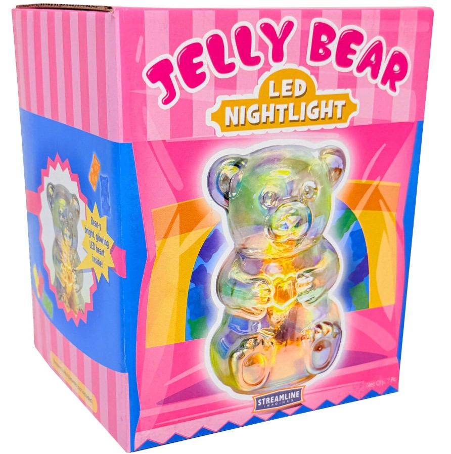 Jelly Bear Glass LED Night Light New 6 In