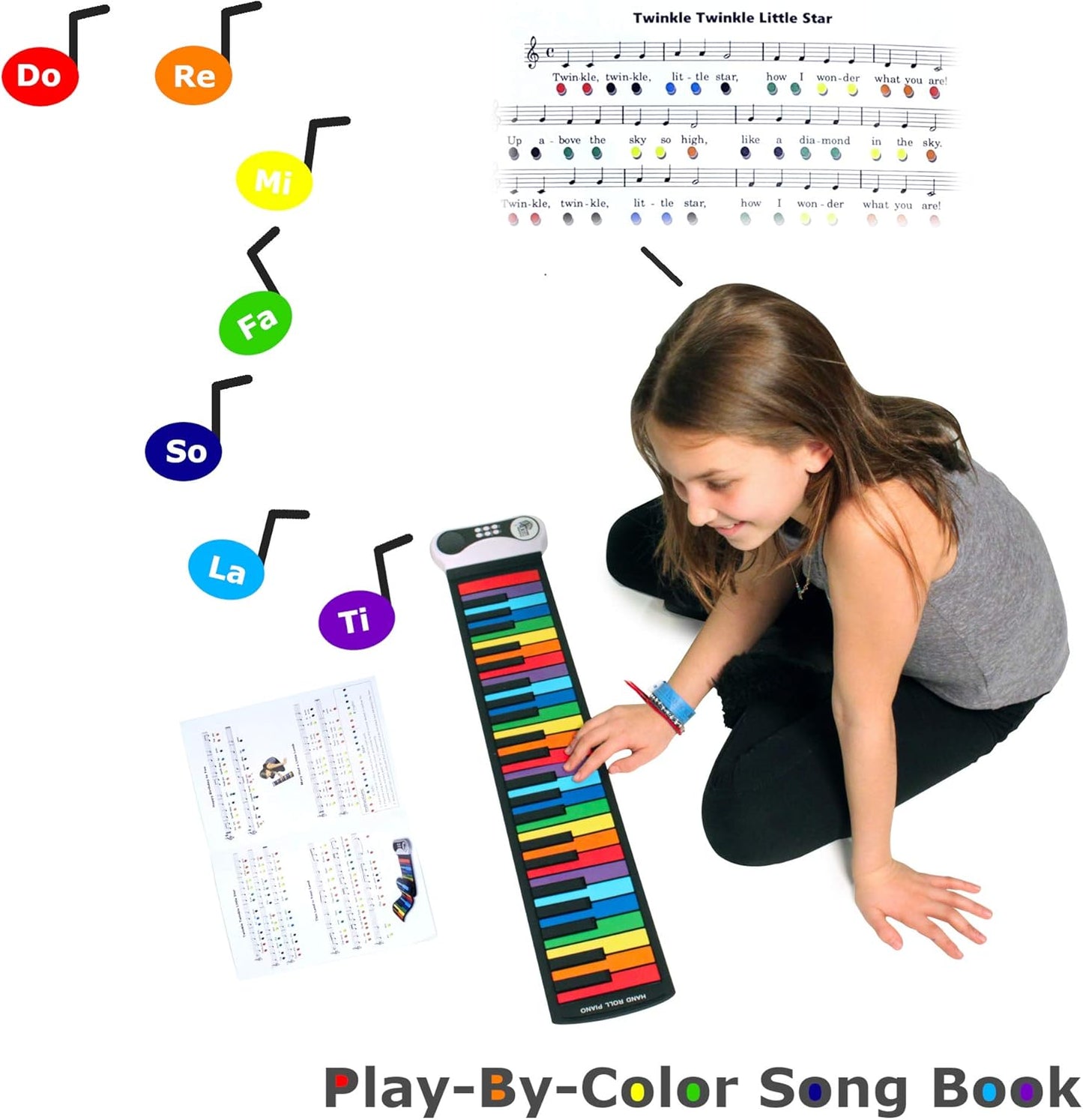 Rock and Roll It - The Original Rainbow Piano. Roll Up Flexible Piano 49 Key New