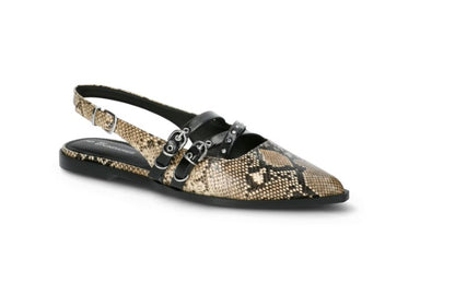 No Boundaries Women's Faux Leather Strappy Moto Flats-Snake