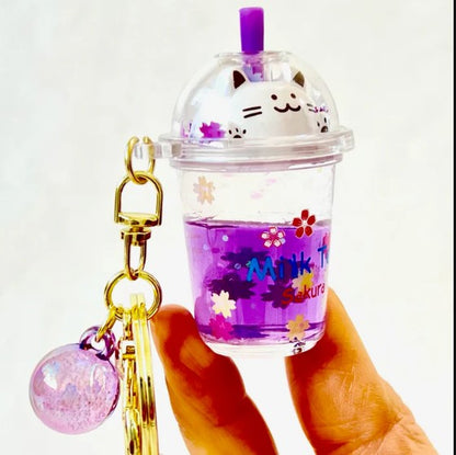 Adorable Kitty Boba Milk Floaty Key Charm – Choose Your Favorite Design