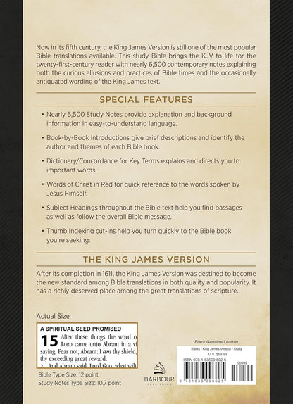 KJV Study Bible, Large Print Black Genuine Leather New