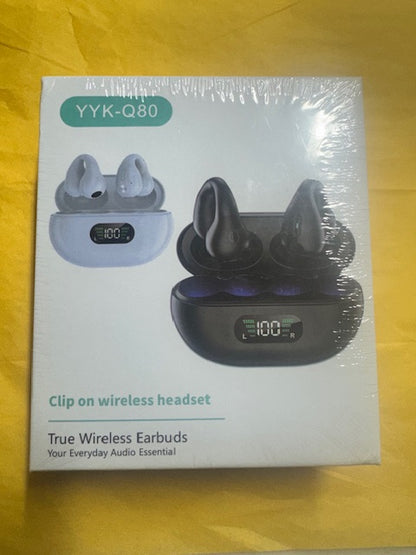 Alpha Digital - Clip-On/Open Ear-Buds Bluetooth 5.3, 18Hr Playtime - Black New