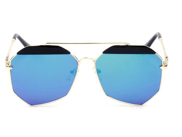 Geometric Flat Lens Aviator Metal Frame Fashion Sunglasses New-Choose Color