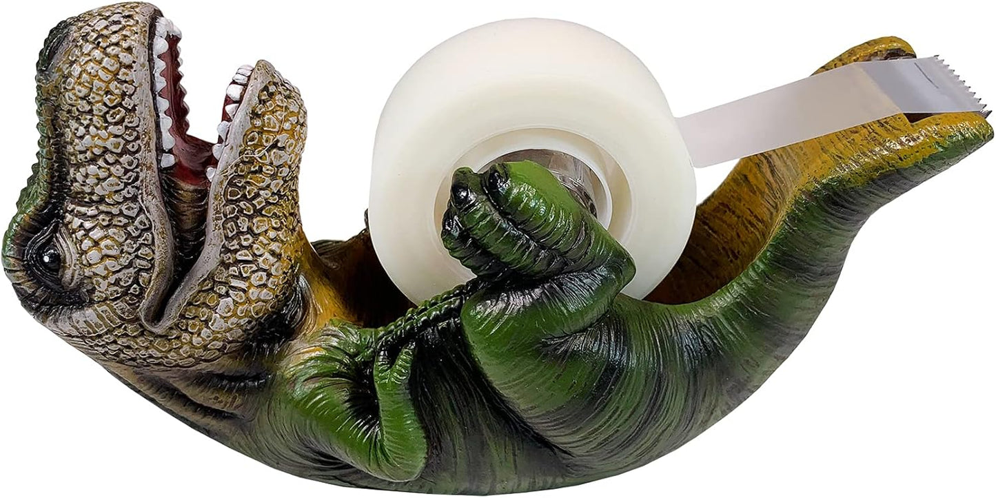 Dinosaur T-Rex Desk Tape Dispenser: New Resin Novelty Office Holder- Green