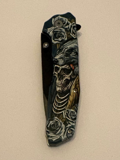 Skull Art Manual Pocket Knives- Brand New In Box Choose Theme