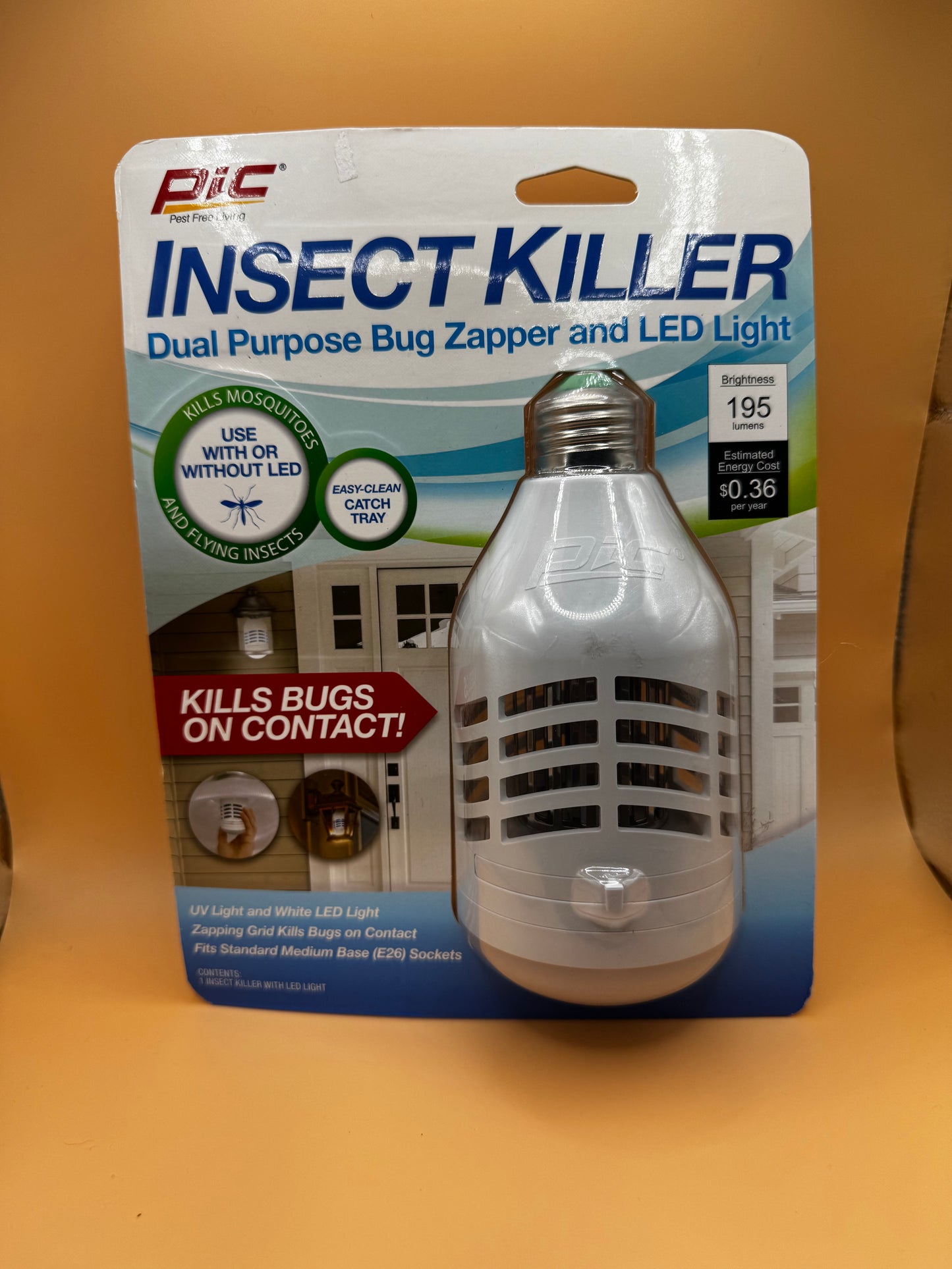 Pic Led Insect Killer Bug Zapper, 9-watt Indoor Or Outdoor Use Flip Switch New