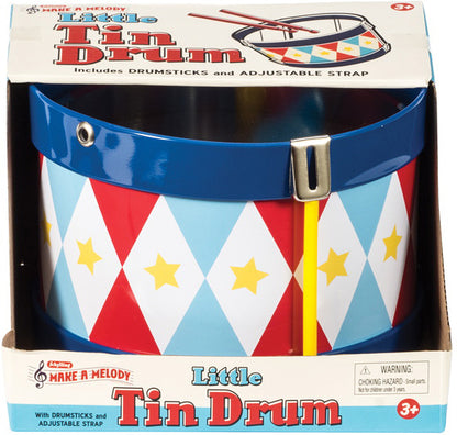 Schylling Tin Drum With an Adjustable Strap and Two Wooden Drumsticks