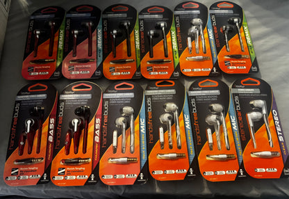 12 Pack Wholesale Lot 3.5MM Stereo Headphones, Bass, Mic, Remix, Handsfree New