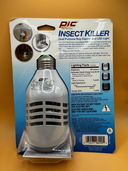 Pic Led Insect Killer Bug Zapper, 9-watt Indoor Or Outdoor Use Flip Switch New