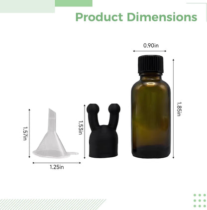 Amber Glass Essential Oil Inhaler, 1.01 oz / 30 mL Refillable Scent Bottle NEW