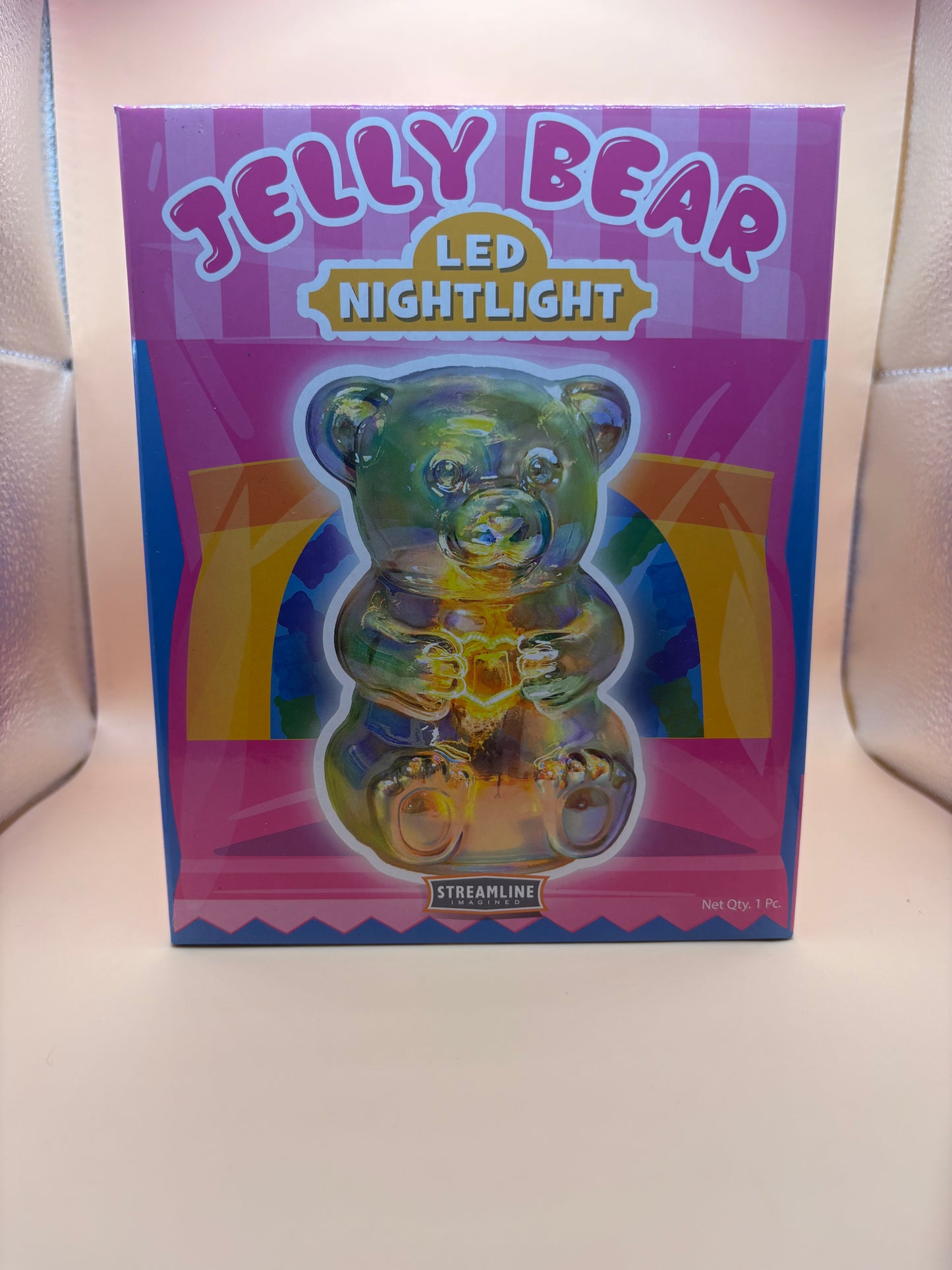 Jelly Bear Glass LED Night Light New 6 In