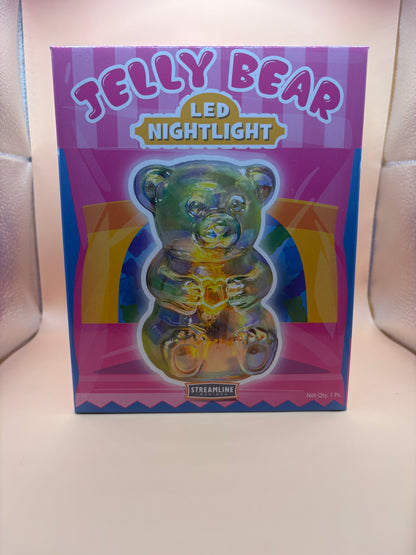 Jelly Bear Glass LED Night Light New 6 In