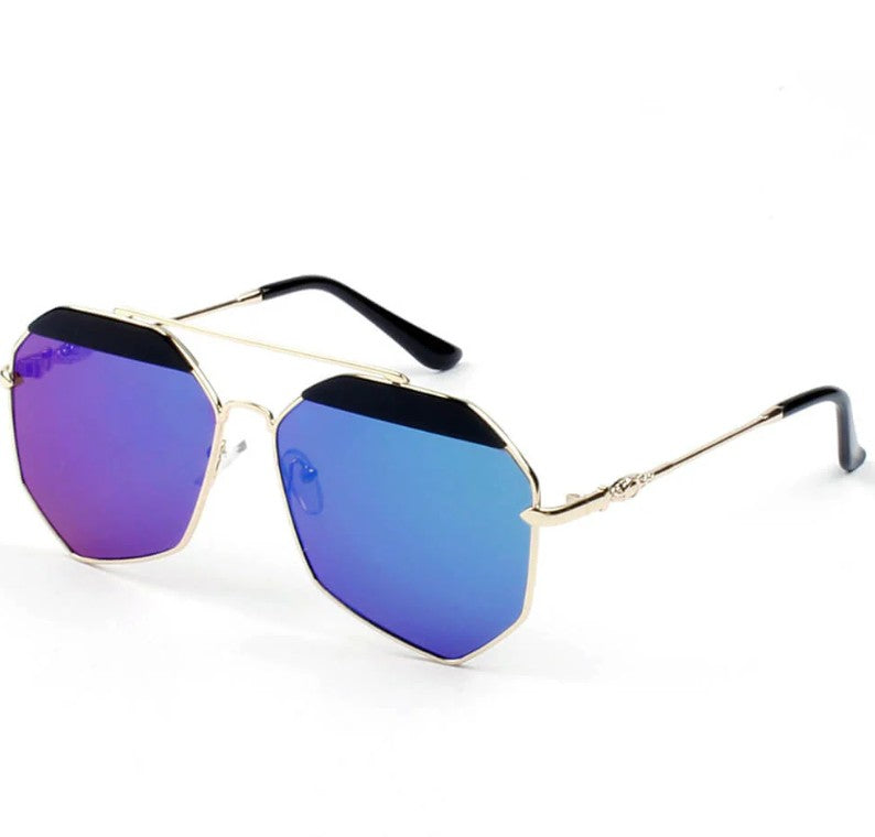 Geometric Flat Lens Aviator Metal Frame Fashion Sunglasses New-Choose Color