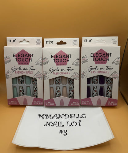 Elegant Touch London 3 Pack Nail Pack Bundle-12 Nails New Choose From Many