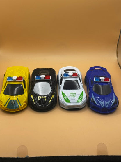 4 Pack Lamborghini-Style Pullback Police Toy Car Bundle New