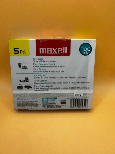 Maxell Slim Polycarbonate Substate 700Mb 80 Min CD-Recordable Slim Jewel 5 Pack