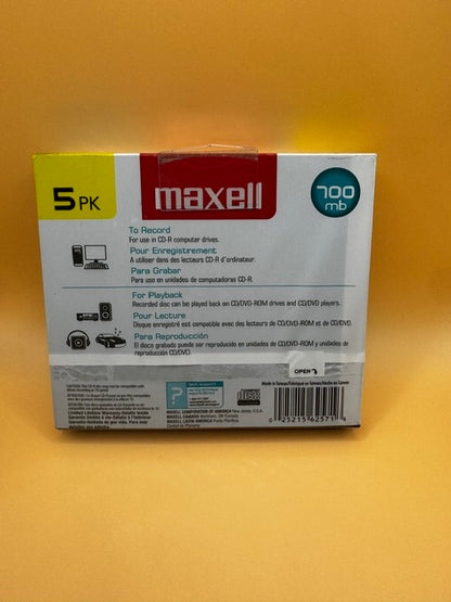 Maxell Slim Polycarbonate Substate 700Mb 80 Min CD-Recordable Slim Jewel 5 Pack