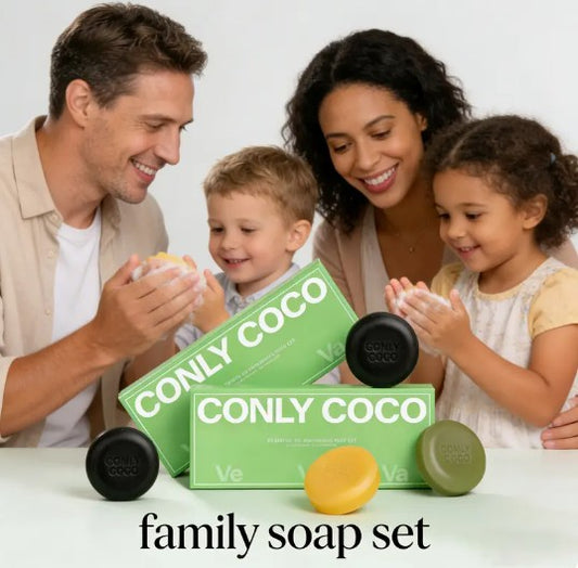 CONLY COCO Family Soap Set with Natural Plant Extracts Foam Gift Set 3 Bars New