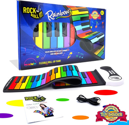 Rock and Roll It - The Original Rainbow Piano. Roll Up Flexible Piano 49 Key New